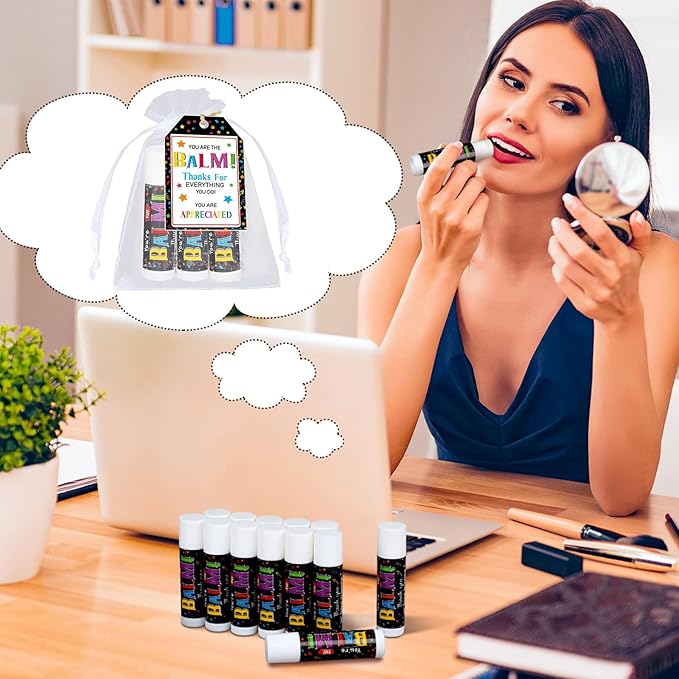 100 Pack Employee Appreciation Gifts Bulk Lip Balms Favors Bulk Small Thank You Gifts Team Appreciation Inspirational Gifts for Women Men Coworkers Staff Teachers Nurses-GlimoraGlow