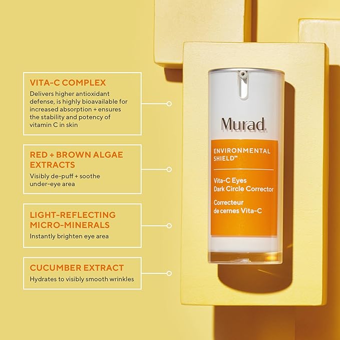 Murad Vita-C Eyes Dark Circle Corrector – Environmental Shield Vitamin C Brightening Serum – Anti-Aging Treatment for Puffiness and Wrinkles, 0.5 Fl Oz-GlimoraGlow