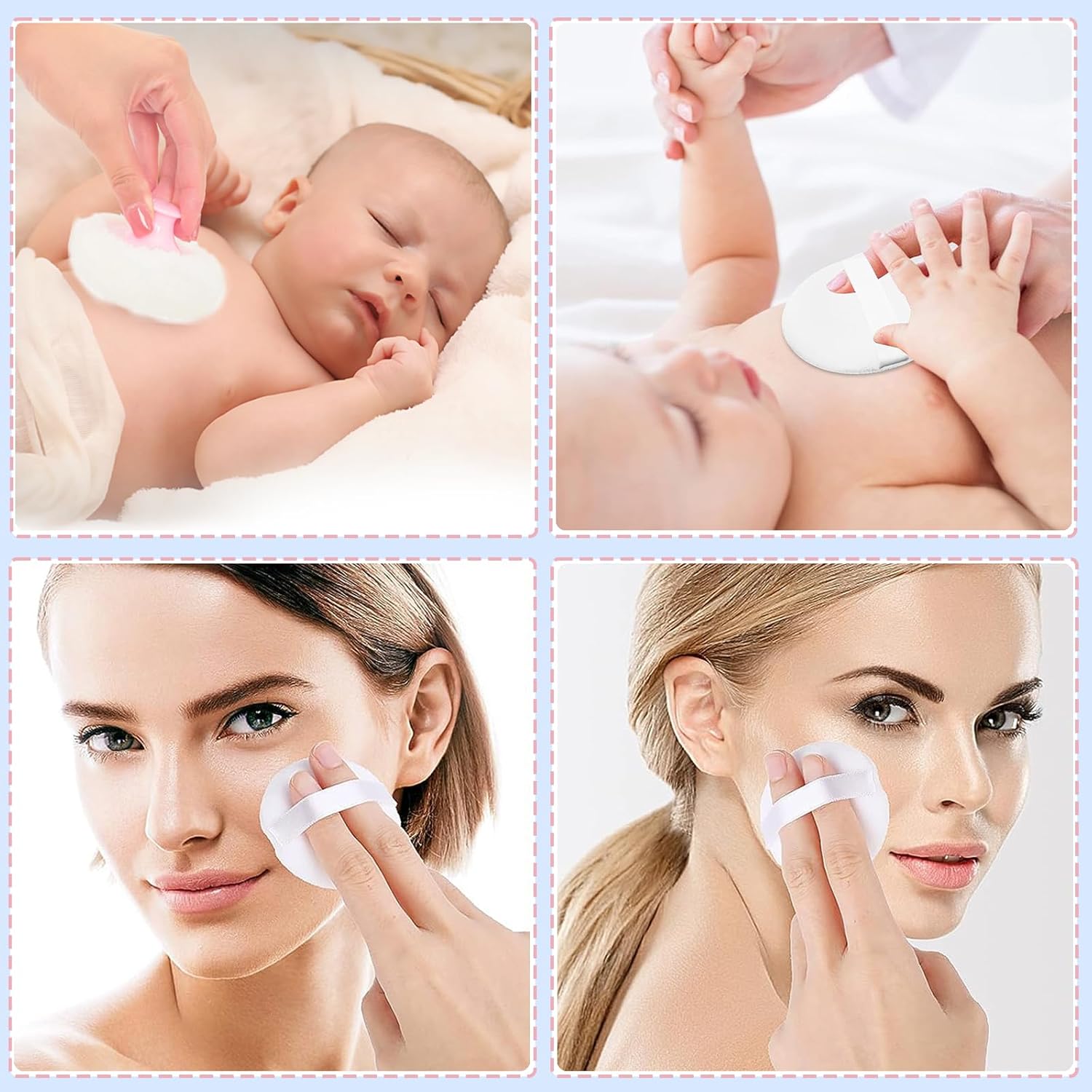 SHIMIDO Body Powder Puff and Container, 3.15" Portable Empty Body Powder Container for Baby Women's Loose Dusting Powder, Powder Case Box with Lids for Bath, Travel and Home Use (Big Flower)-GlimoraGlow