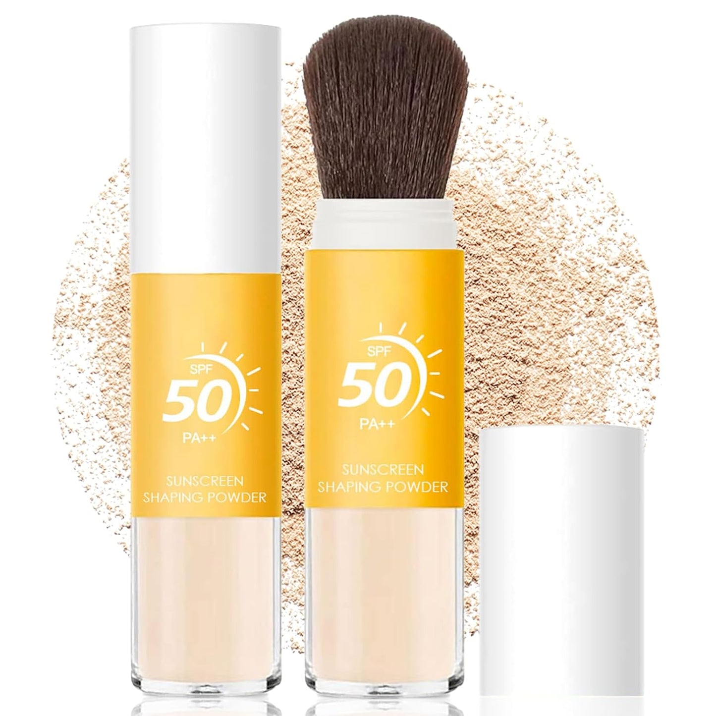 Mineral Sunscreen Setting Powder SPF 50, Sunscreen Powder for Face & Scalp, TranslucentSunscreenPowder with Brush, Oil Control Natural Matte Finish LoosePowder, Lasting Lightweight Breathable-GlimoraGlow