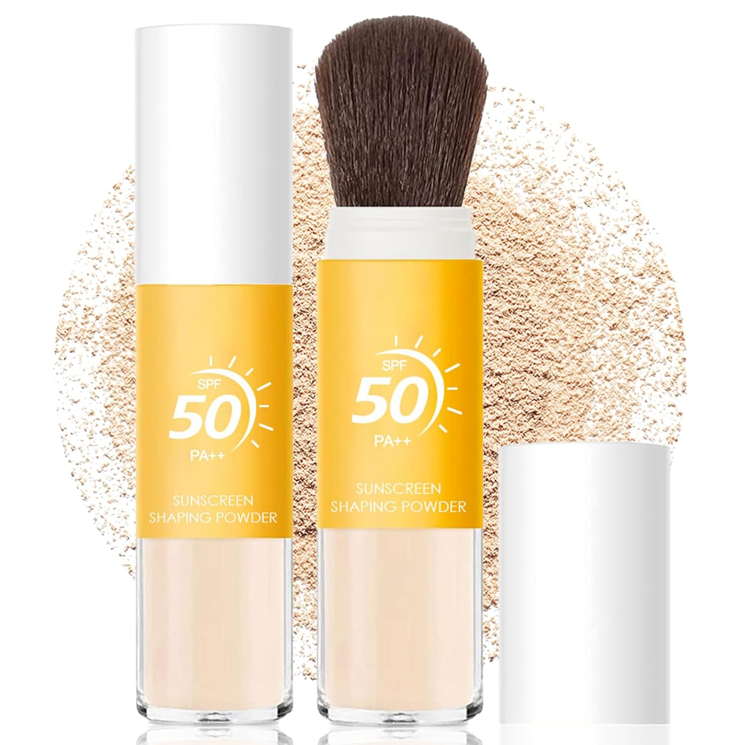 Mineral Sunscreen Setting Powder SPF 50, Sunscreen Powder for Face & Scalp, TranslucentSunscreenPowder with Brush, Oil Control Natural Matte Finish LoosePowder, Lasting Lightweight Breathable-GlimoraGlow