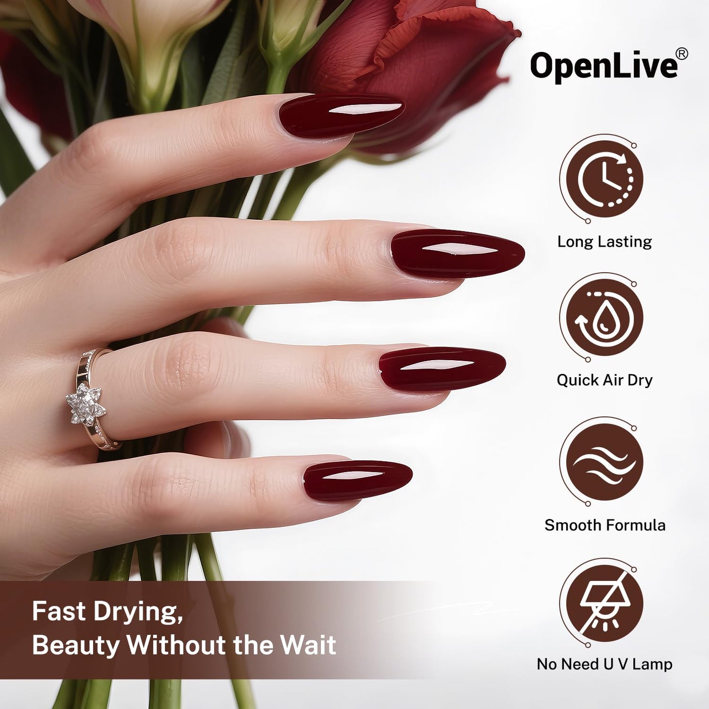 16.5ml Brown Nail Polish Large Volume Quick Drying Nail Polish, Fast Drying and Long Lasting Color Nail Art DIY Home Manicure Gift for Women-GlimoraGlow