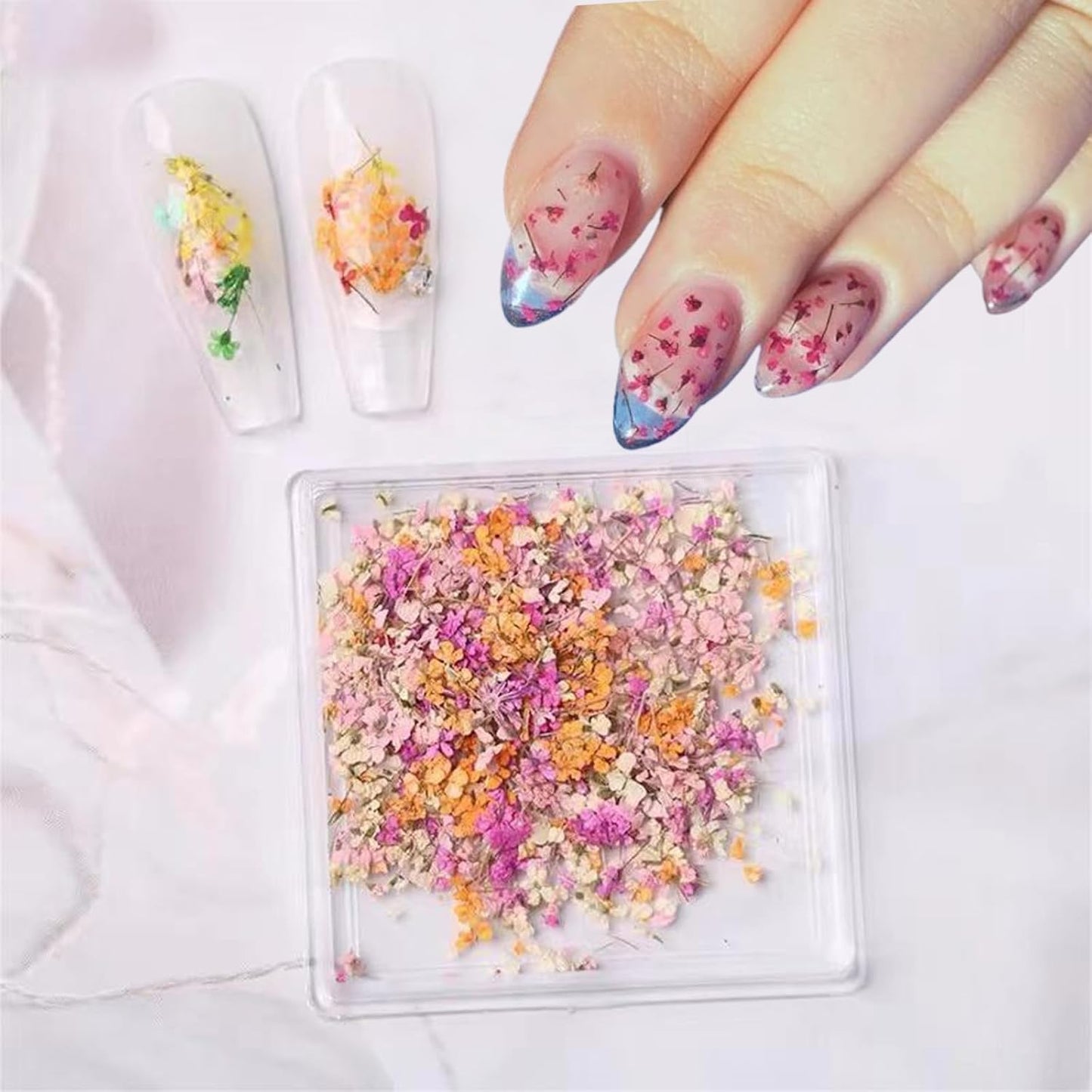 1 Boxes Dried Flowers for Nail Art,Colorful Dry Flowers Mini Real Natural Flowers Nail Stickers DIY Mini Mix Flower Petals Nail Art Supplies for Summer Acrylic Nails Design Manicure Accessories-GlimoraGlow