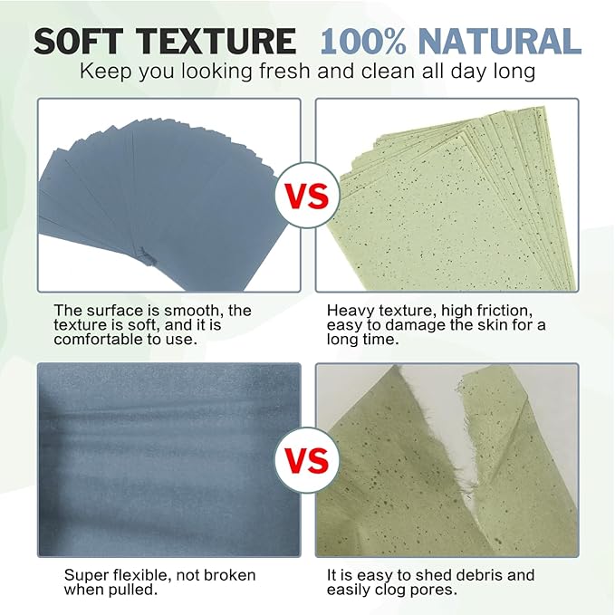 Natural Bamboo Charcoal Oil Absorbing Tissues - 6pk/600 Oil Blotting Sheets For Face, Oil Control Film, Oil Absorbing Sheets, Makeup Friendly-GlimoraGlow