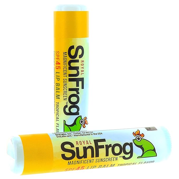 Royal SunFrog | 2-Pack Tropical Lip Balm with SPF 45 Sun Protection | Protects, Soothes, and Moisturizes with Vitamin E and Sunscreen (0.15oz/4.25g Per Stick)-GlimoraGlow