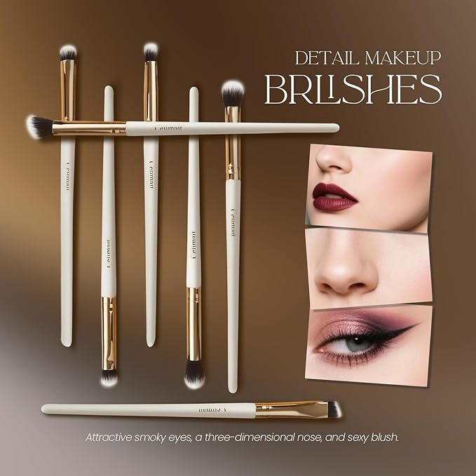 Makeup Brushes Set 12 Piece Professional & Beginner Friendly, Soft Synthetic Bristles for Face Eyeshadow Blending, Easy to Clean Travel Ready with Case, Ergonomic Wooden Handle Hypoallergenic (White)-GlimoraGlow