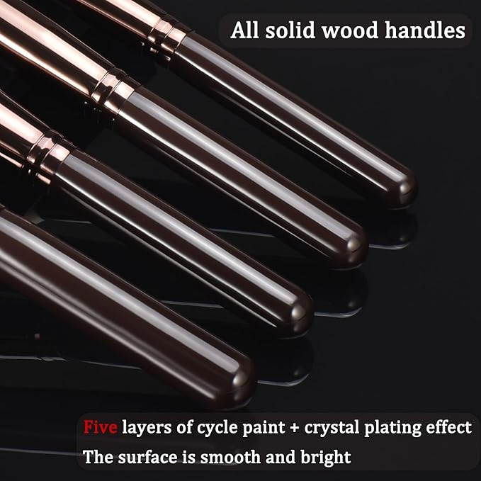 10 Piece Black brown Makeup Brushes - Wooden Handle with Soft Synthetic Bristles,for Face & Eye Makeup|Professional Makeup Brushes set for Women & Girls|-GlimoraGlow