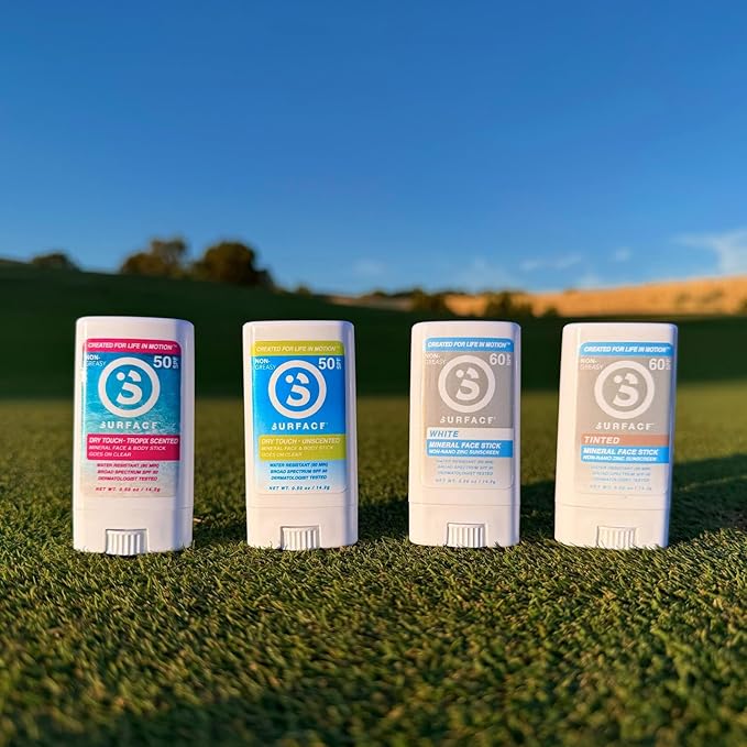 Surface Mineral Face Sunscreen Stick, Dry Touch SPF 50, Broad Spectrum UVA UVB Sun Protection for Kids and Adults, Travel Friendly, Water Resistant for 80 Minutes, Fragrance Free, 0.5oz-GlimoraGlow