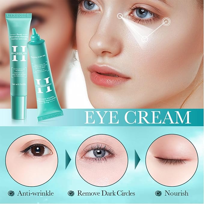 2 PCS Hyaluronic Acid Repair Eye Cream for Dark Circles,Bags Under and Puffiness,Eye Wrinkle Firming Cream Moisturise Repairing Thghten Eye Skin Care-GlimoraGlow