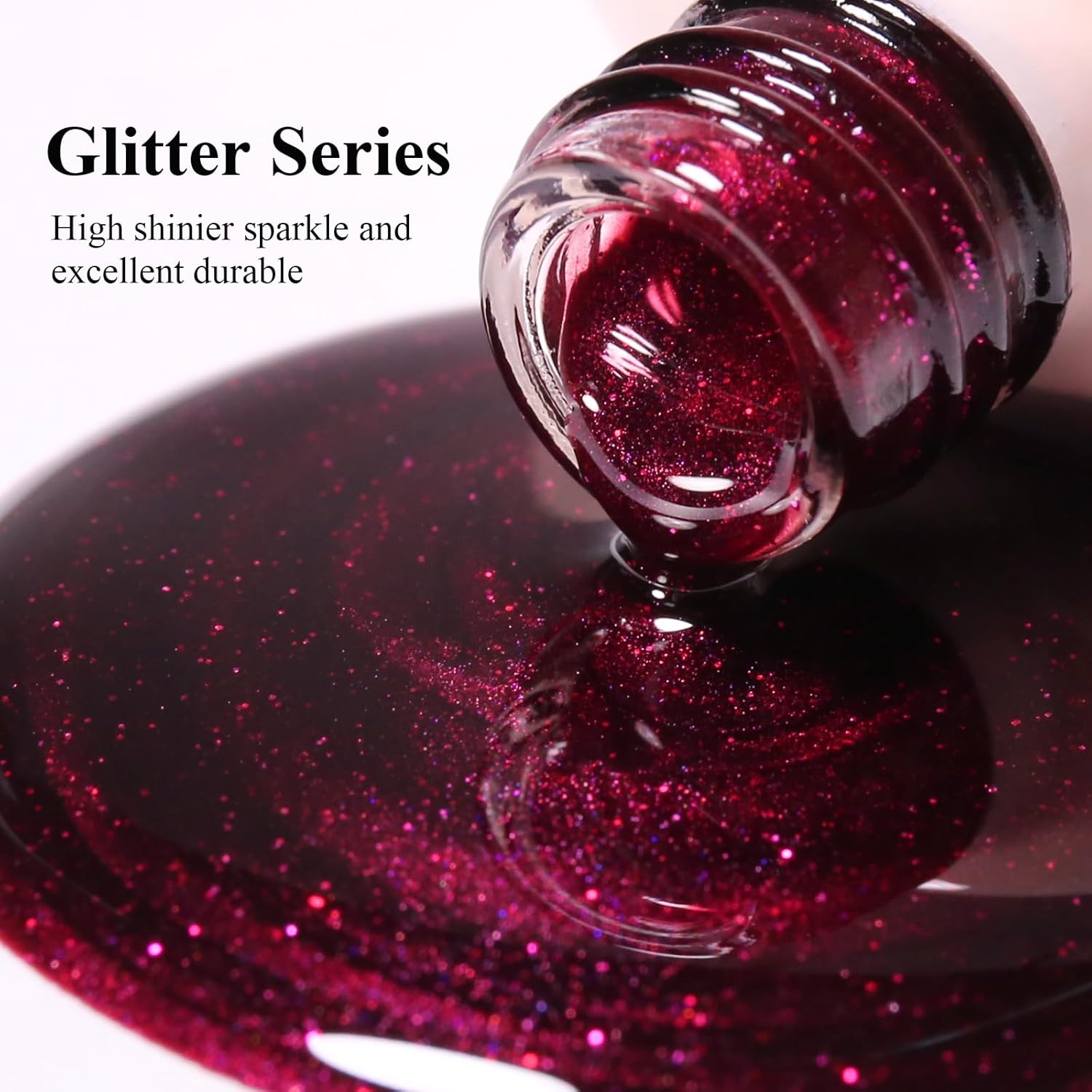 Imtiti Glitter Gel Nail Polish, Burgundy Red Iridescent Glitter Gel Polish Cherry Red Diamond Shimmer Sparkle Soak Off UV LED Nail Gel Polish Autumn Winter Gel Polish Manicure Gel Nail Kit 10ML-GlimoraGlow