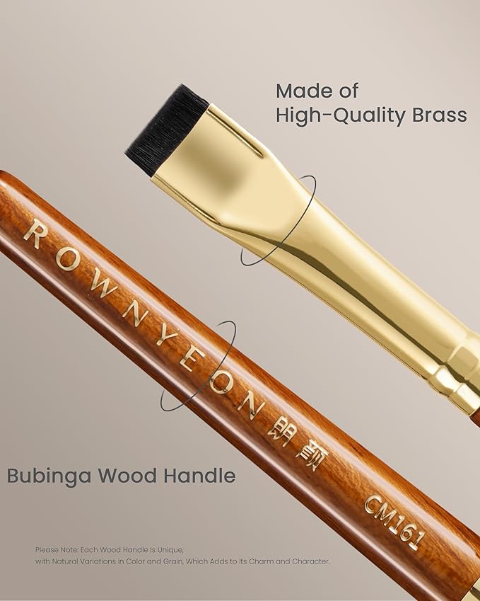 Desert Oak Series Precision Thin Eyeliner Brush - Dual-Ended Angled & Concave Tips for Winged Lines/Tightlining, Gel & Liquid Liner Compatible, Ebana Handle (CM 161)-GlimoraGlow