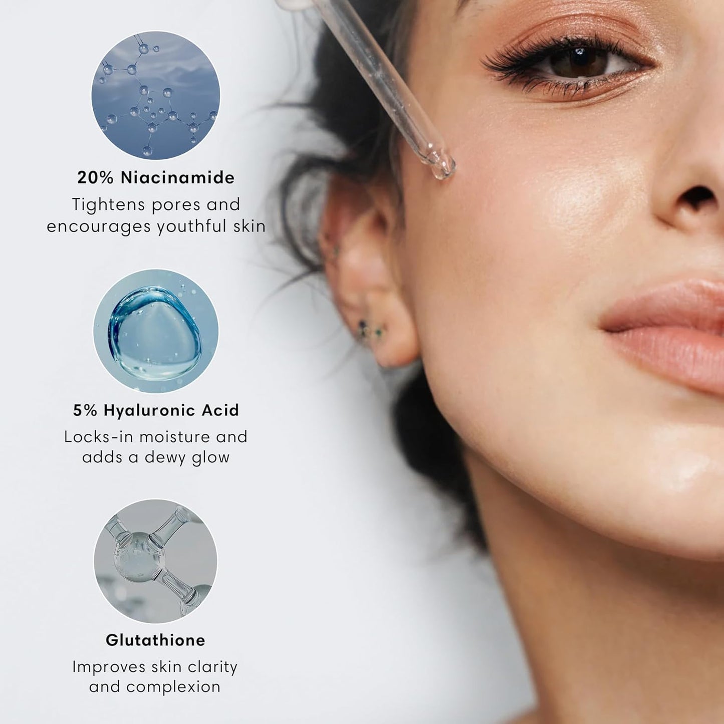 NOTHING FITS BUT Mochi Glow 20% Niacinamide Serum for Face, Pore Tightening & Brightening Skin Serum with Hyaluronic Acid & Glutathione for Dark Spots & Fine Lines, Korean Skincare (50ml/1.7fl.oz.)-GlimoraGlow