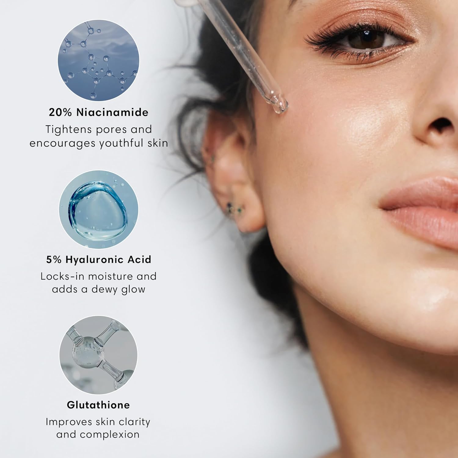 NOTHING FITS BUT Mochi Glow 20% Niacinamide Serum for Face, Pore Tightening & Brightening Skin Serum with Hyaluronic Acid & Glutathione for Dark Spots & Fine Lines, Korean Skincare (50ml/1.7fl.oz.)-GlimoraGlow