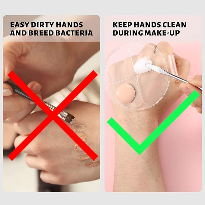 2 Pieces Hand Makeup Mixing Palette Handheld Palette Clear Makeup Cosmetic Palette Nail Art Manicure Palette with 2 Pieces Spatula for Mixing Foundation-GlimoraGlow