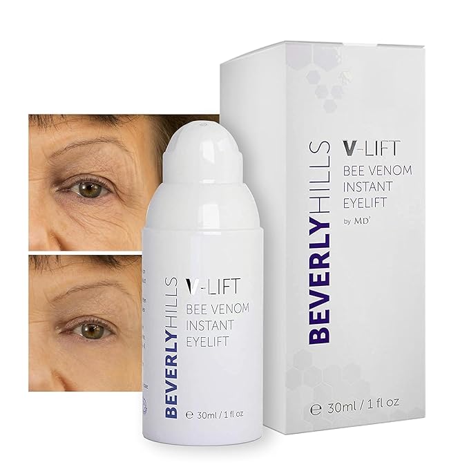Beverly Hills V-Lift Instant Eye Lift and Eye Tuck Bee Venom Serum for Puffy Eyes, Dark Circles, Wrinkles, and Under Eye Bags Treatment for Women and Men | 30mL (120 Day Supply)-GlimoraGlow