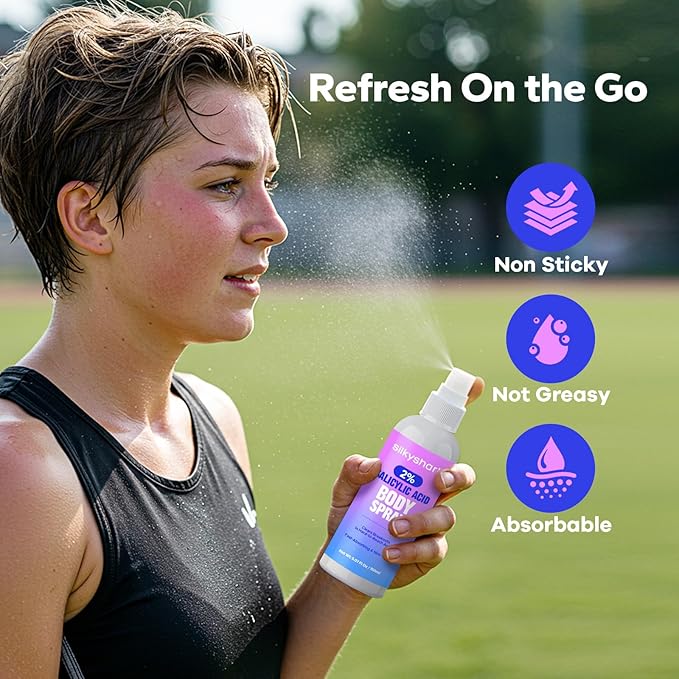 Salicylic Acid Spray (5.07 Fl Oz), 2% Salicylic Acid Body Spray, Body Acne Treatment for Bacne, Blackheads & Blemishes, Back & Chest Acne Spray for Face & Body, 360° Mist for All Skin Types-GlimoraGlow