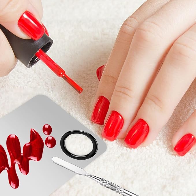 2 Sets Foundation Palette Makeup Mixing Palette Stainless Steel Cosmetic Mixing Palette with Spatula Makeup Artist Tool for Mixing Foundation Eye Shadow Eyelash Nail Art (4.52 x 2.99 inch)-GlimoraGlow