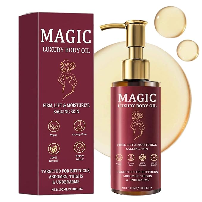 Magic Body Firming Oil, Luxury Body Oil for Crepe Skin, Tightening & Hydrating Body Oil After Shower with Vitamin E and Rosehip, Non-Greasy Body Serum Oil for Thighs, Arms, Chest, 100ML / 3.38 Fl Oz-GlimoraGlow