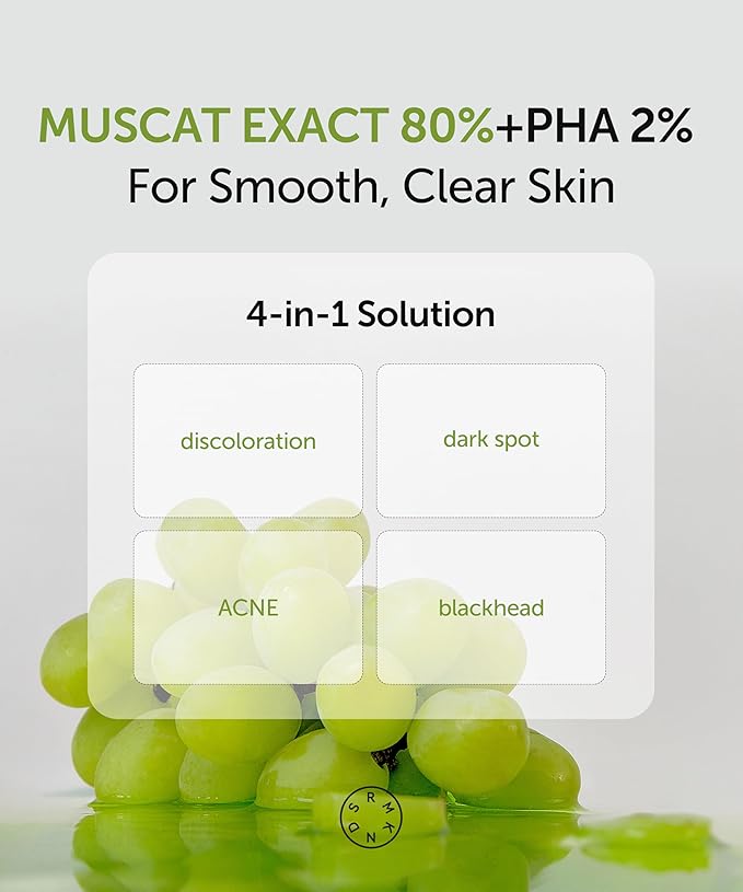 SERUMKIND Muscat Discoloration Correcting facial serum - 1fl oz - Blemishes & blackhead remover - Vegan Not Tested on Animals - Korean Skin Care - PHA Redness Relief and Exfoliating-GlimoraGlow