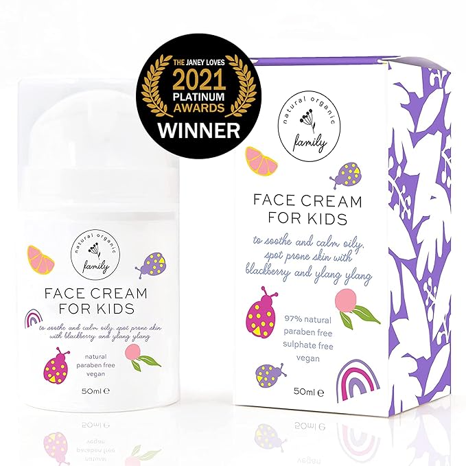Gentle Face Cream Moisturizer for Kids and Preteens – Nourishing and Calming for All Skin Types – Natural Ingredients: Hyaluronic Acid and Vitamin E - Made in UK 50ml-GlimoraGlow