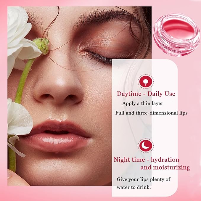 2 PCS Lip Balm Honey Pot, Honey & Strawberry Lip Sleeping Mask Vitamin E & Moisturizing Propolis Lip Balm with Stick, Prevention Dry and Cracked Lip Scrubs Exfoliator Lip Wrinkle-GlimoraGlow