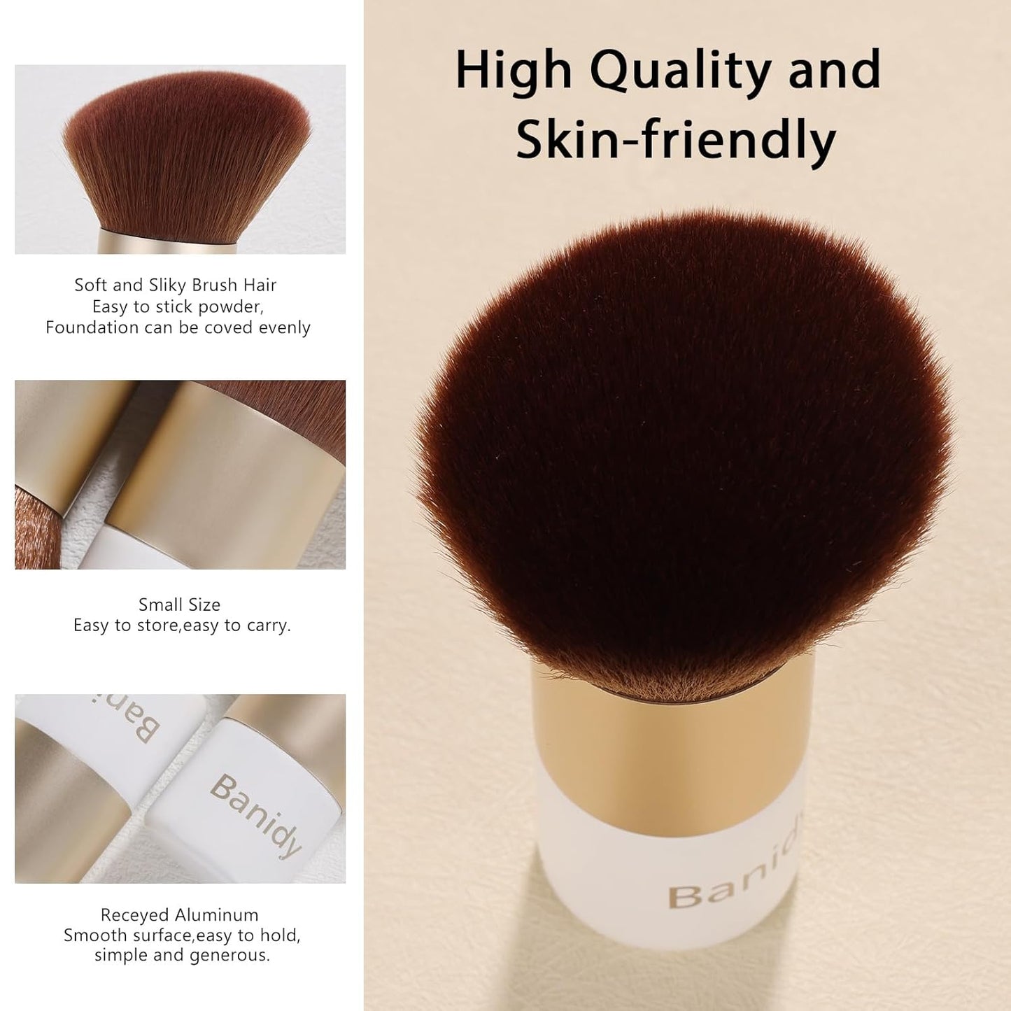 Kabuki Face Makeup Brush, Portable Travel Blush Brush Flawless for Foundation, Powder, Bronzer Buffing, Liquid, Cream, Cruelty Free-GlimoraGlow