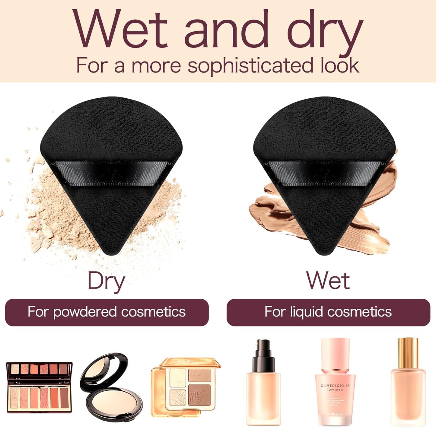 150Pcs Powder Puff Soft Makeup Puff for Loose Velour Triangle Powder Sponges for Setting Face Cosmetic Wet Dry Foundation Makeup Tools (Black)-GlimoraGlow