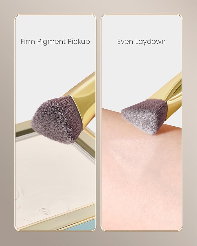 Desert Oak Series Triangular Contour Brush - Angled Synthetic Bristles for Cream/Liquid/Powder, Luxe Bubinga Handle & Brass Ferrule (CM 178)-GlimoraGlow