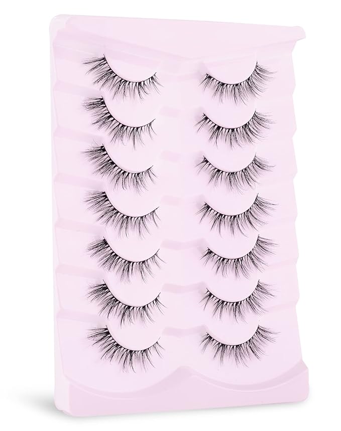 Onlyall Cat Eye Lashes Natural Lashes False Eyelashes Fox Eye Lashes False Lashes 7 Pairs D5-GlimoraGlow