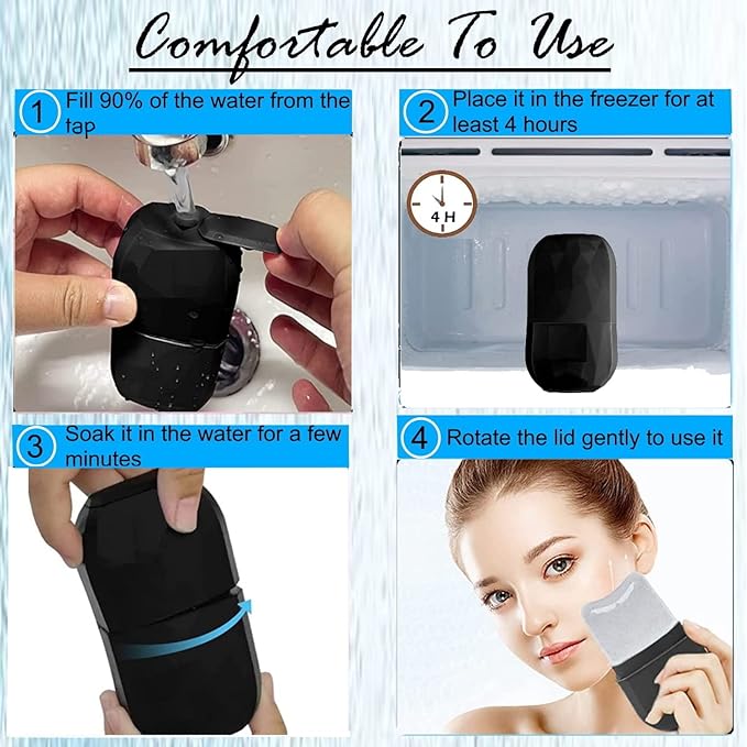 Ice Roller for Face and Eyes, Face Massager Use for Tighten & Double Skin Tone, Enhance Your Natural Glow with Ice Face Roller (Smoky Black)-GlimoraGlow