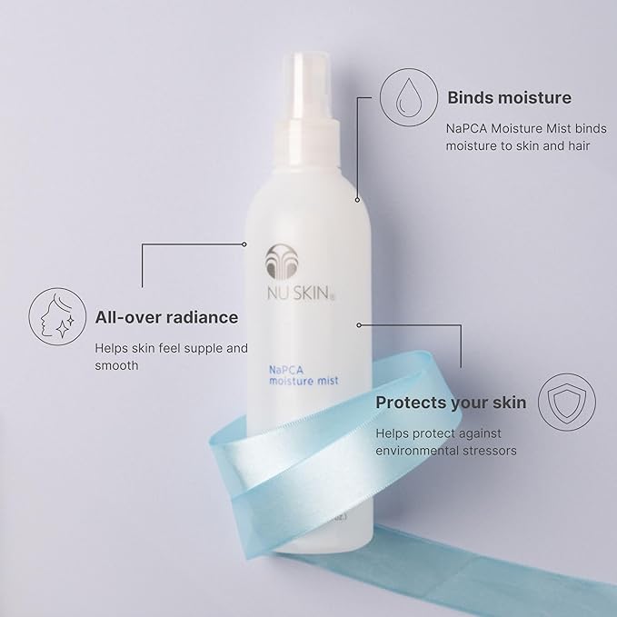 Nu Skin NaPCA Moisture Mist | Revitalizing Moisturizer & Cooling Mist with Hyaluronic Acid | Hydrating Spray for Face, Body & Hair | Sodium PCA for All Skin Types | 8 oz | 2 Pack-GlimoraGlow