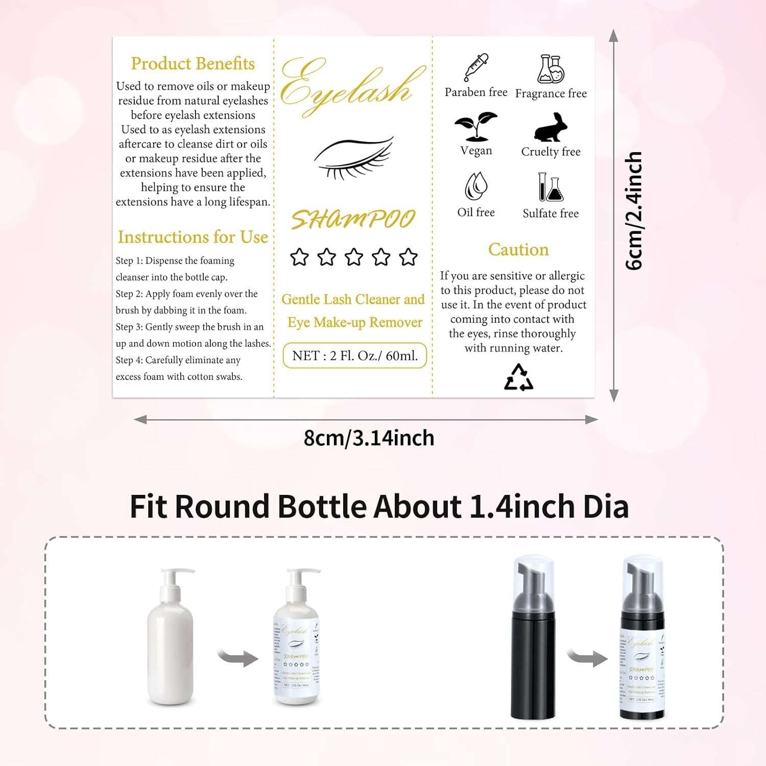 100 Pcs Lash Shampoo Bottle Brushes Set 20 Empty Foam Pump Dispensers 20 Label Stickers 20 Mascara Wands and Tubes 20 Cleansing Brush 20 Bag for Eyelash Extensions Aftercare(Black)-GlimoraGlow