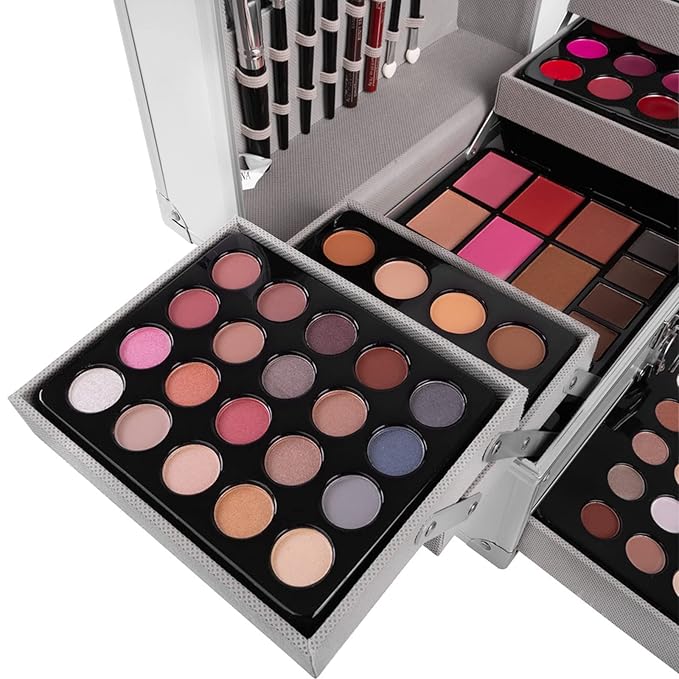 132 Colors All-in-one Makeup Palette Cosmetic Contouring Kit Gift Box Combination with Eyeshadow, Cream Concealer, Eyebrow Powder, Lip Gloss, Blush and Face Pressed Powder-GlimoraGlow