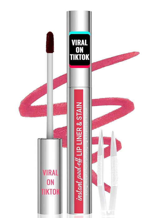 iMethod Lip Stain - Lip Liner Stain, Peel Off Lip Stain with Tweezer, Natural Long Lasting, Waterproof, Easy to Use, Stay On All Day, Rose-GlimoraGlow
