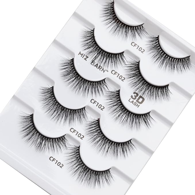 Miz Barn Lashes 5 Pairs Cat Eyes Wispy Lightweight Natural 3D Cashmere Soft Long Extension Eyelashes Pack Handmade Luxurious Volume Fluffy False Eyelashes (CF102)-GlimoraGlow