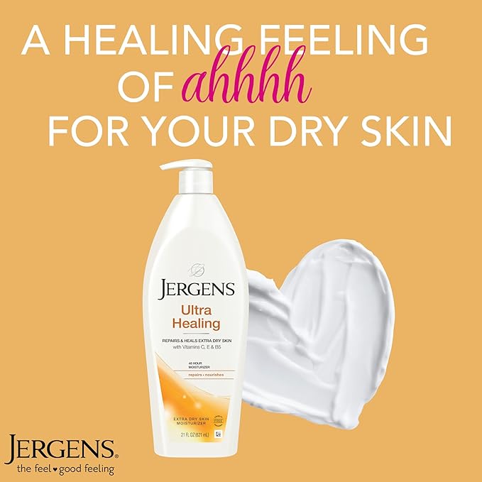 Jergens Ultra Healing Dry Skin Moisturizer, White 21 Fl Oz-GlimoraGlow