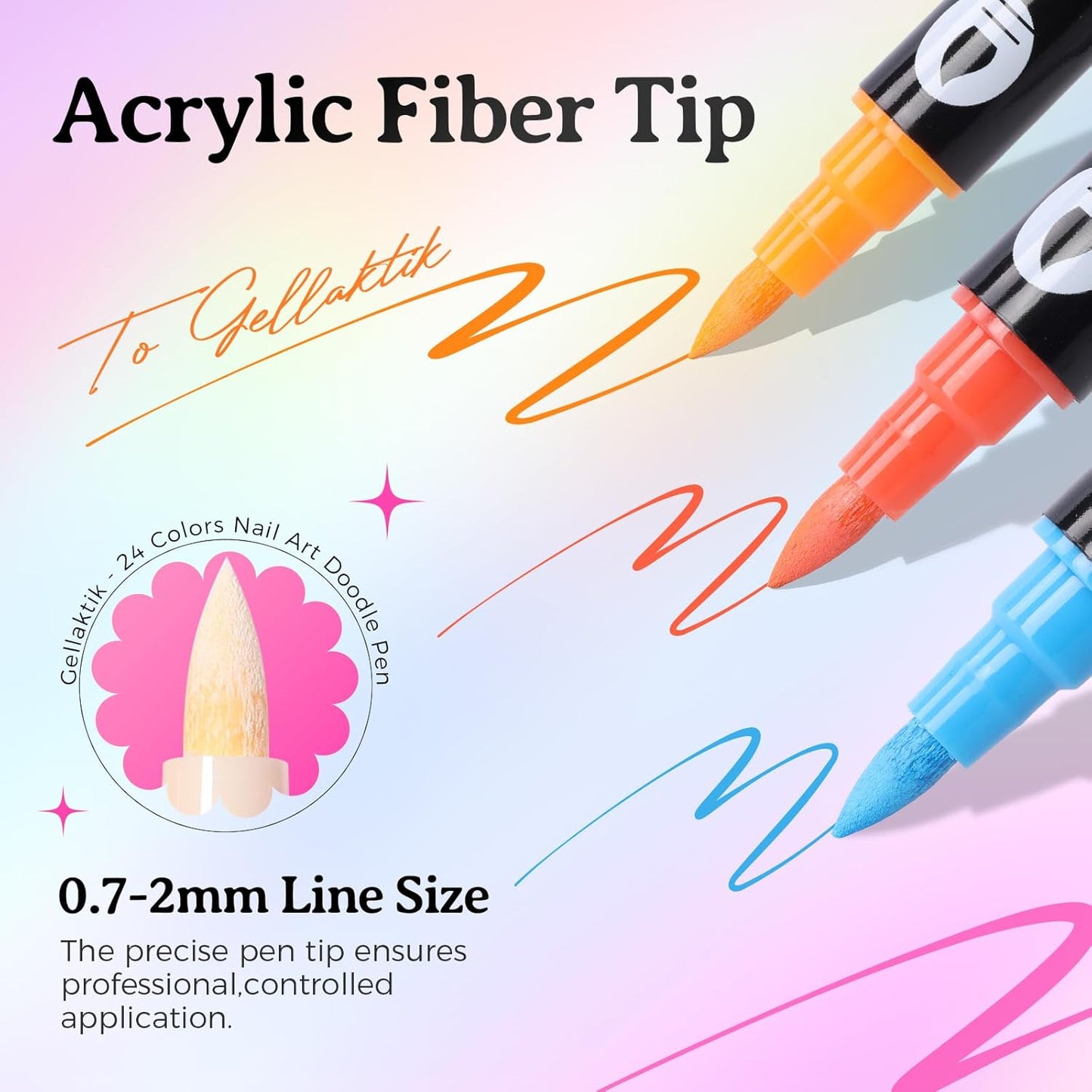 24 Colors Nail Art Pens Set, 3D Nail Polish Pens Quick-Drying Acrylic Paint Markers, Dotting Liner Brush for DIY Nail Design, Home & Salon Manicure Tools-GlimoraGlow