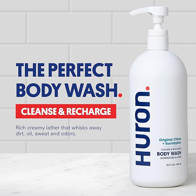 Huron Men's Moisturizing Body Wash - Crisp Citrus, Eucalyptus, Mint, Aromatic Greens - 32 fl oz-GlimoraGlow