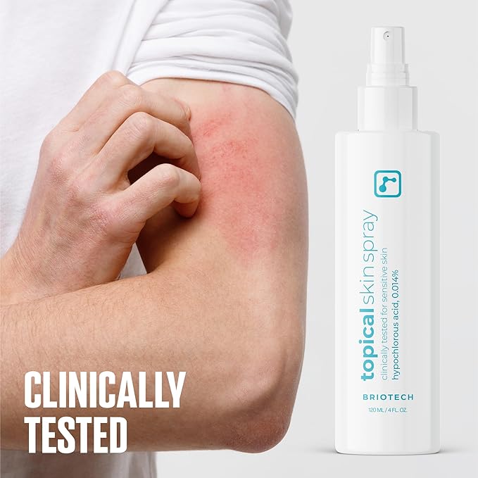 BRIOTECH Topical Skin Spray, Hypochlorous Acid Spray for Sensitive Skin, HOCl Facial Mist, Full Body Support Against Irritation, Calm Redness, Soothe Foot & Scalp, 2 oz Travel Size (2 Pack)-GlimoraGlow