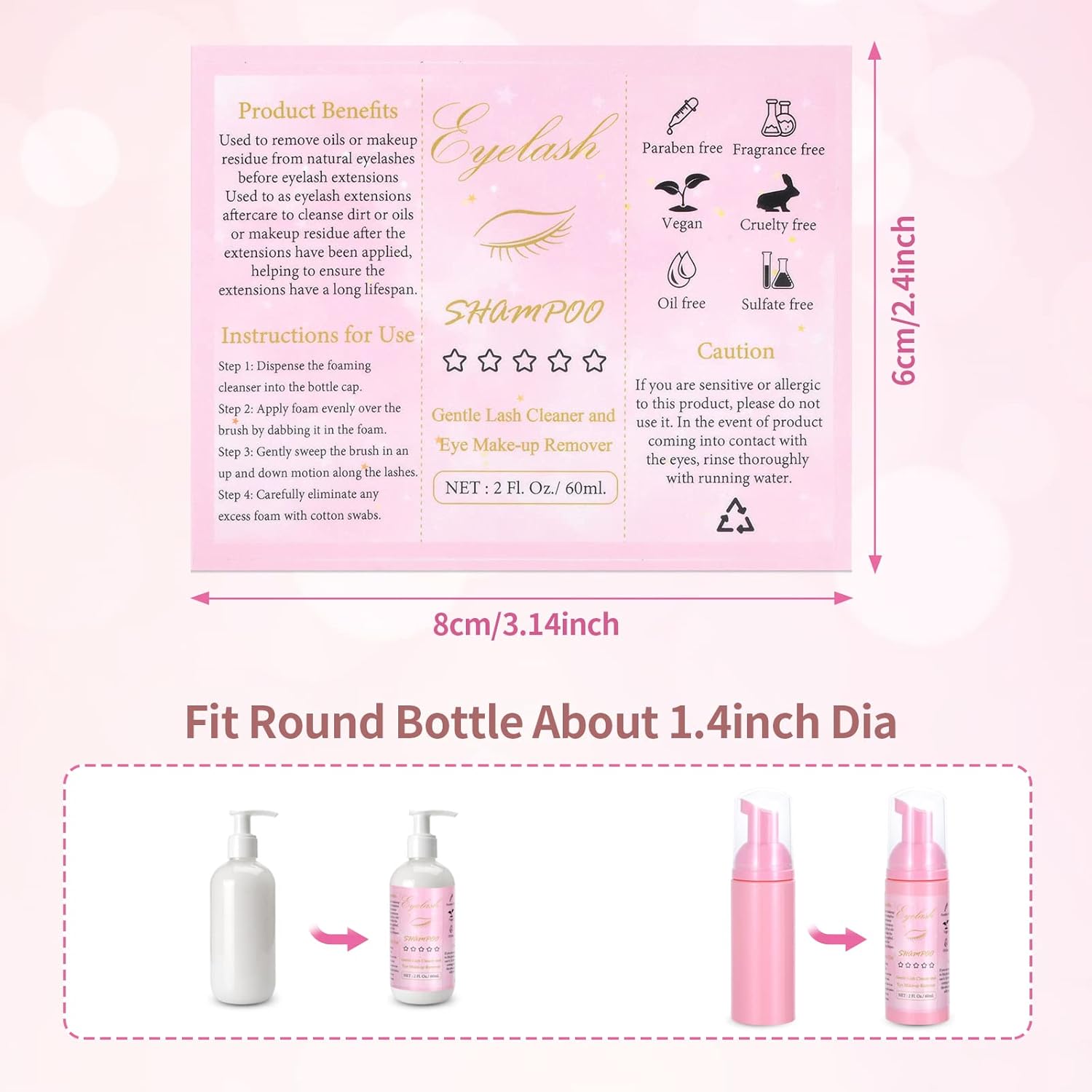 50 Pcs Lash Shampoo Bottle Brushes Set (Pink)-GlimoraGlow