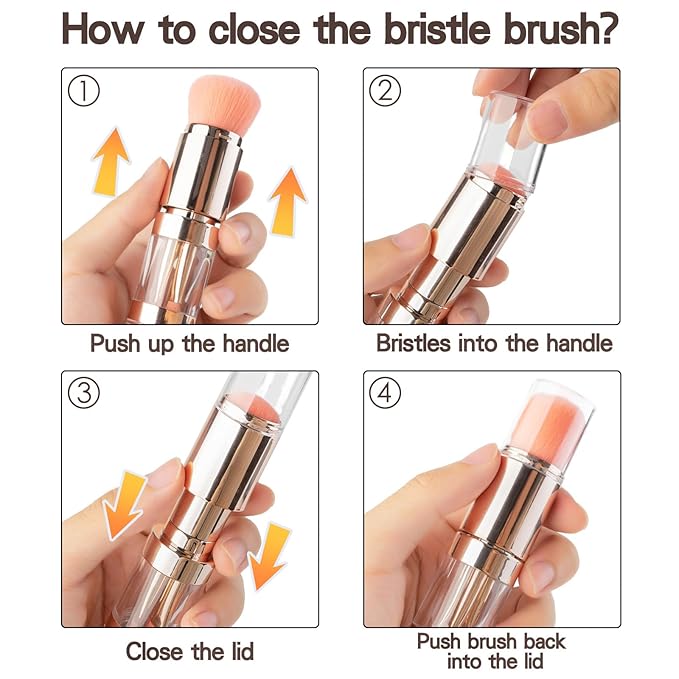 kullder Travel Makeup Brush 5 in 1 Makeup Brush set Blend Sponge Eyebrow Eyeshadow & Blush Brushes for Foundation Concealer Double Ended Makeup Brush with Powder Puff Ideal Womens Gifts-GlimoraGlow