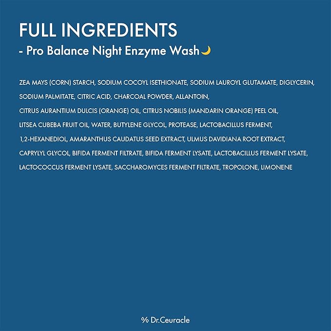 Dr.Ceuracle Pro Balance Enzyme Powder Face Wash - Korean Day and Night Natural Enzyme Powder Face Wash for Deep Pore Cleansing, Sebum Removing, pH Skin Balancing Care (Night Wash)-GlimoraGlow