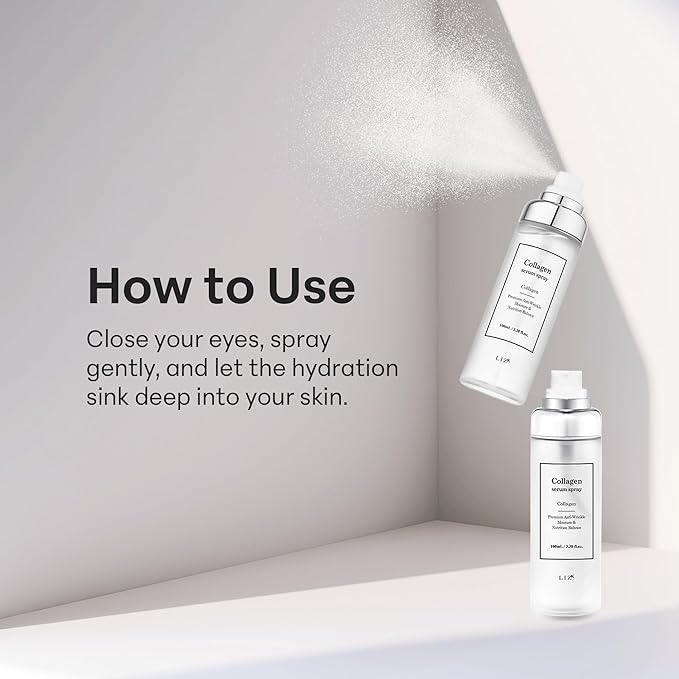 LIZK Collagen Serum Spray for Face 100ml (3.38 fl.oz) Glass Skin,easy to use, sparying at last step in skincare,body care, moisture mist, korea cosmetics-GlimoraGlow