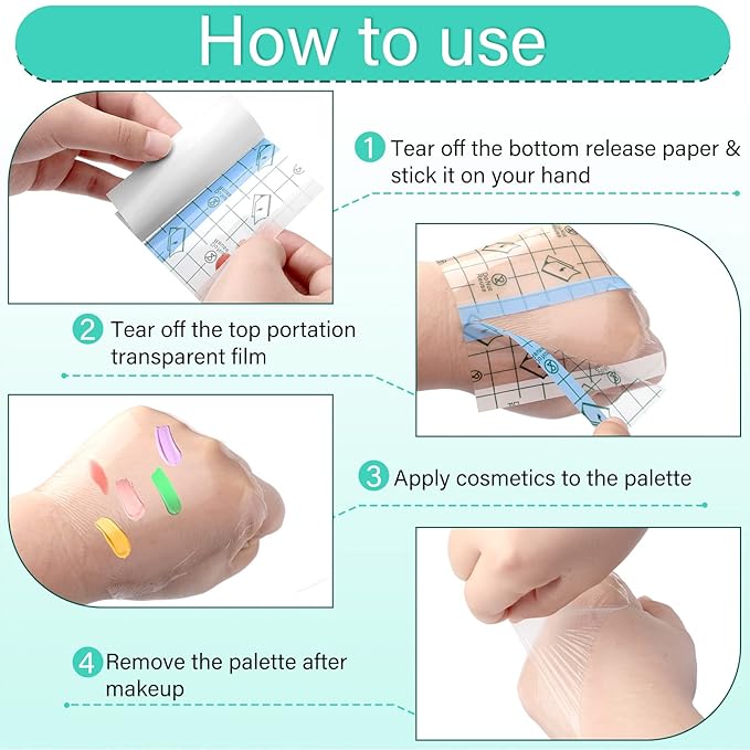 200 Pieces Makeup Hand Palette Single Use Makeup Mixing Palette Disposable Foundation Mixing Tray Adhesive Artist Cosmetic Makeup Palette Waterproof Makeup Tape for Women Girl (3.15 x 3.15 Inch)-GlimoraGlow