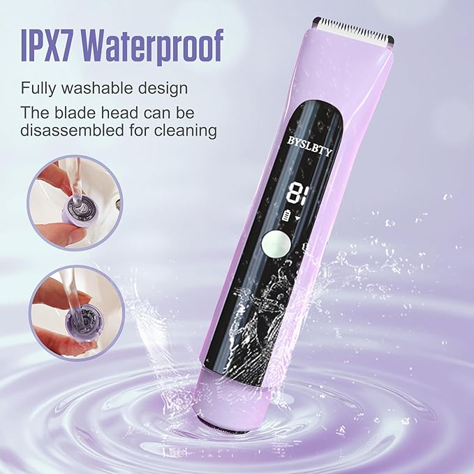 2 in 1 Bikini Trimmer for Women Dual Head Electric Shaver with LED Display,IPX7 Waterproof Wet & Dry, Painless Shaver for Underarm Leg Arm Body Face Private Area Purple-GlimoraGlow
