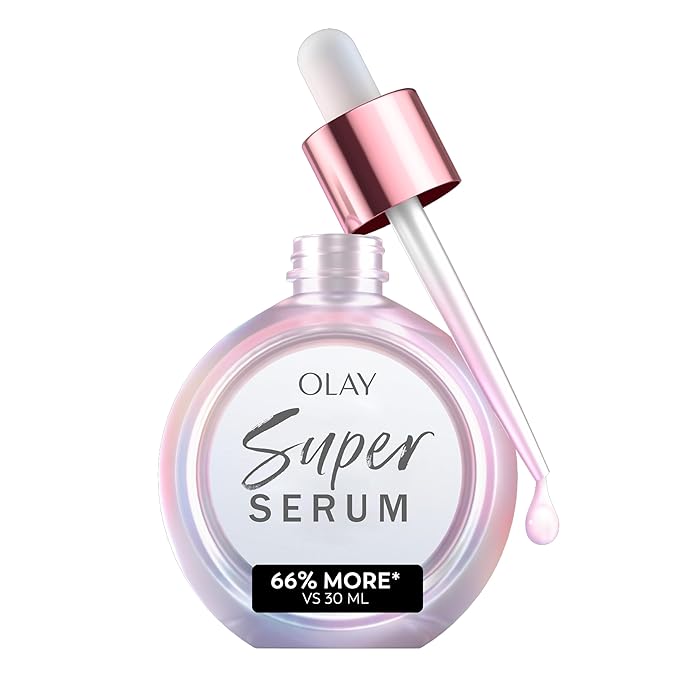 Olay Super Serum - Niacinamide, Vitamin C & E, Collagen Peptide, AHA - 5-in-1 Skin Care Benefits for Face - Healthy Glow, Brightening, Hydrating, Smoothing, Firming, Evens Tone, Anti-Aging, 1.7 Oz-GlimoraGlow