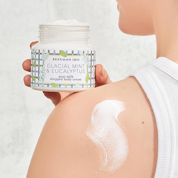 Beekman 1802 Glacial Mint & Eucalyptus Whipped Body Cream - 8 oz - Scented - Moisturizes, Soothes & Softens - With Coconut Oil & Mango Seed Butter - No Irritation - Good for Sensitive Skin-GlimoraGlow