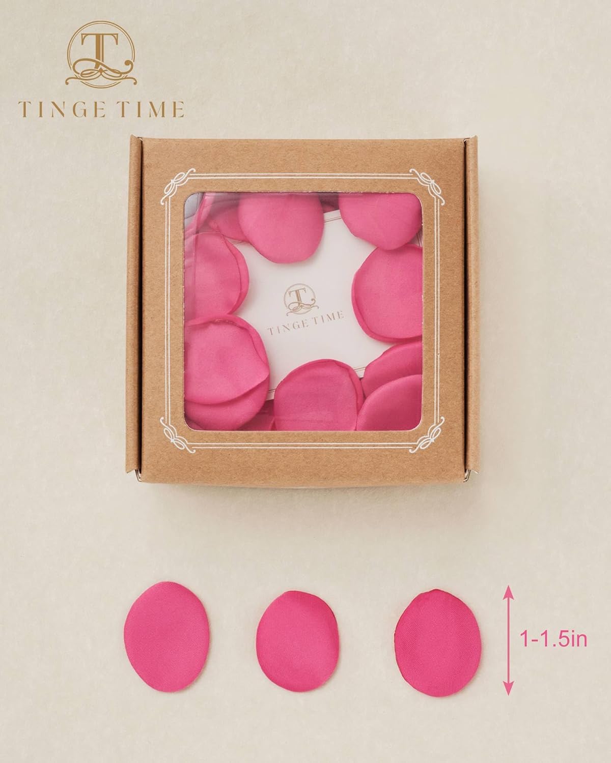 TINGE TIME Silk Flower Petals for Wedding Decoration - 200pcs Fake Rose Petals for Bridal Showers & Parties - Hot Pink