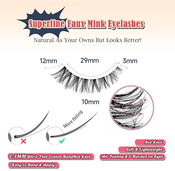 Cat Eyelashes Wispy False Eyelashes Natural 12mm Short Lashes with Thin Band Fake Eyelash 3D Volume Strip Lashes Siligli Eyelash Pack 7 Pair-GlimoraGlow