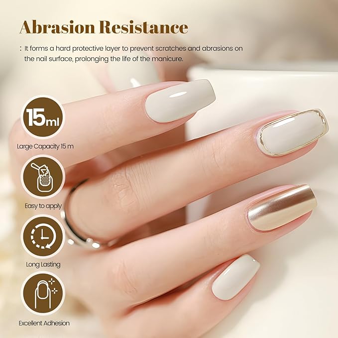 JODSONE 2 Bottles 15ml of Top Coat Gel Polish No Wipe Help Bright Manicure Need Lamp Cured-GlimoraGlow